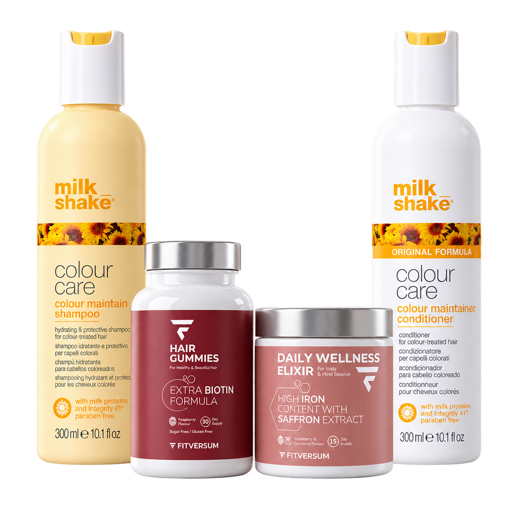 Hair Gummies + Daily Wellness Elixir + Colour Care sampon + kondicionáló