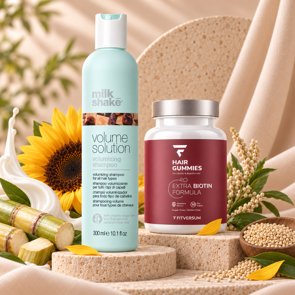 Hair Gummies + Volume Solution sampon